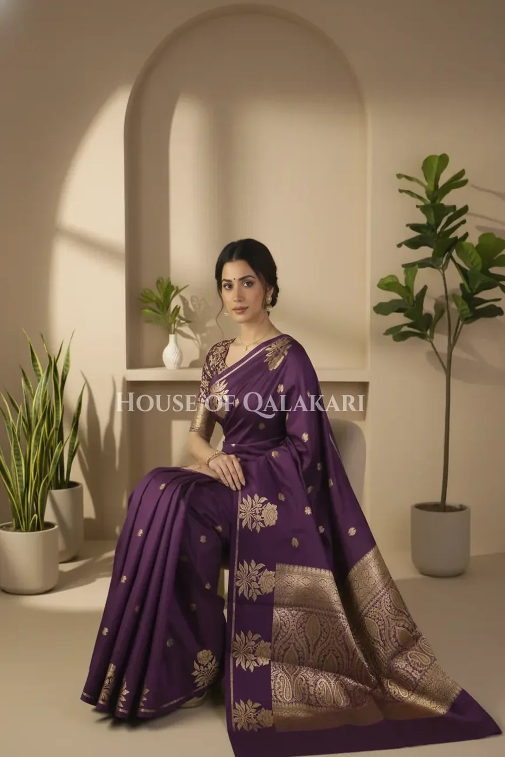 Mango Silk Saree sitting pose