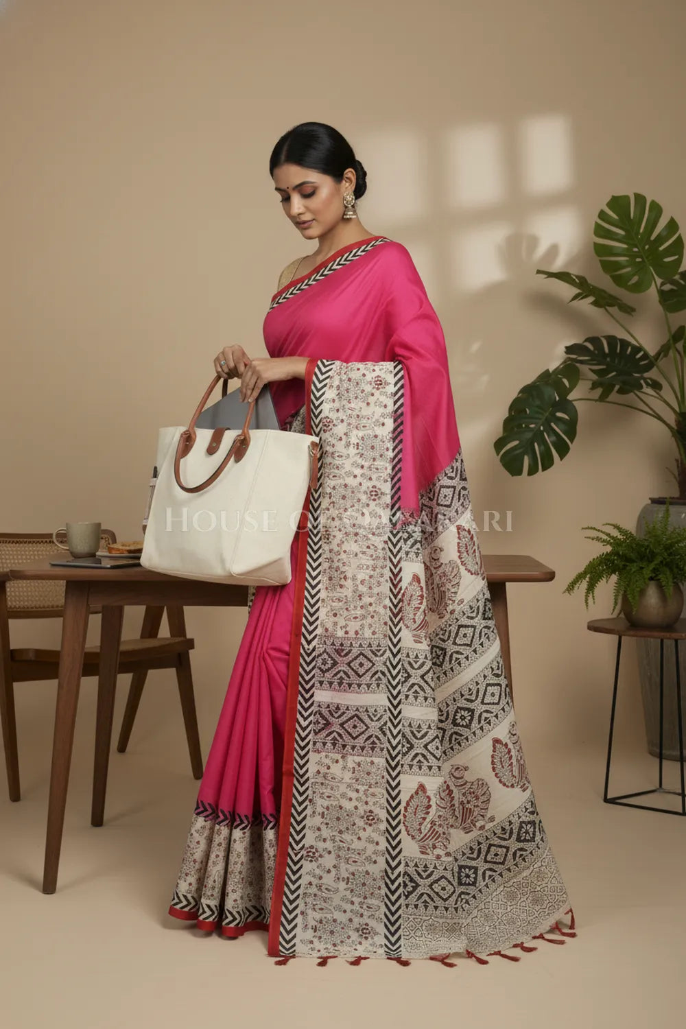 chennuri silk kalamkari saree 0448 sitting pose