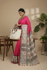 chennuri silk kalamkari saree 0448 sitting pose