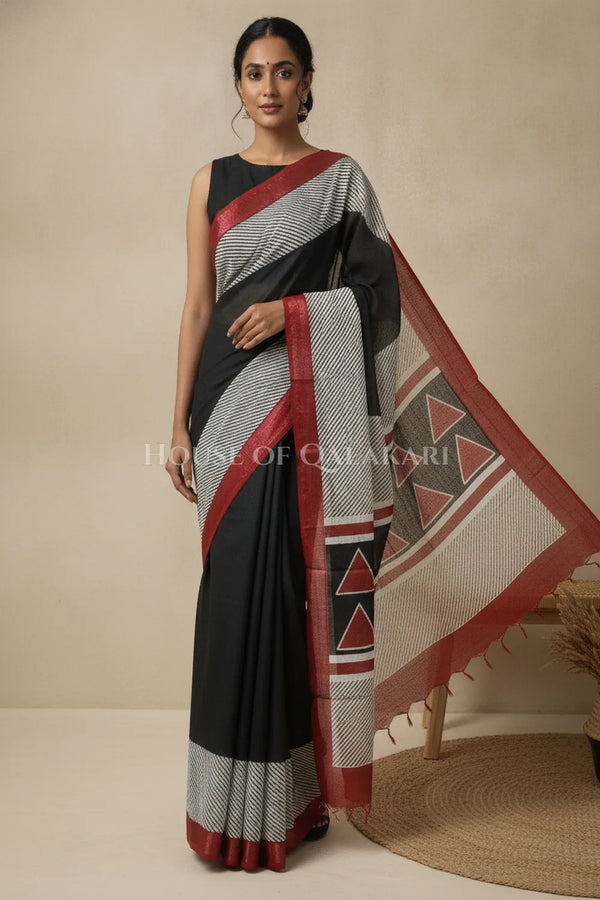 linen cotton saree 482 front pose