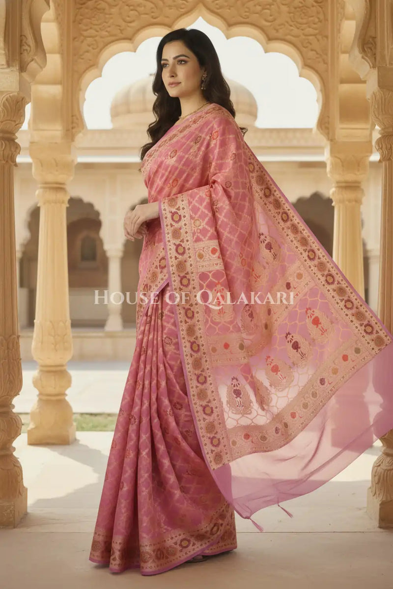 Khaddi Georget Silk Saree Side Pose