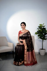 chanderi cotton saree sitting pose