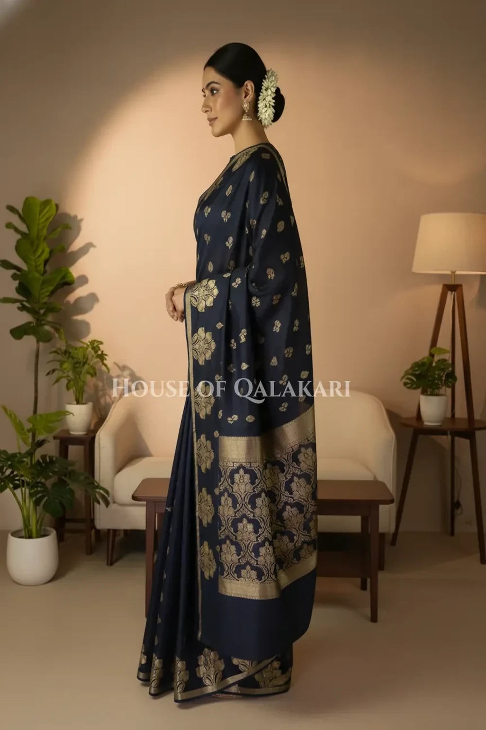 Monga Silk Saree side pose