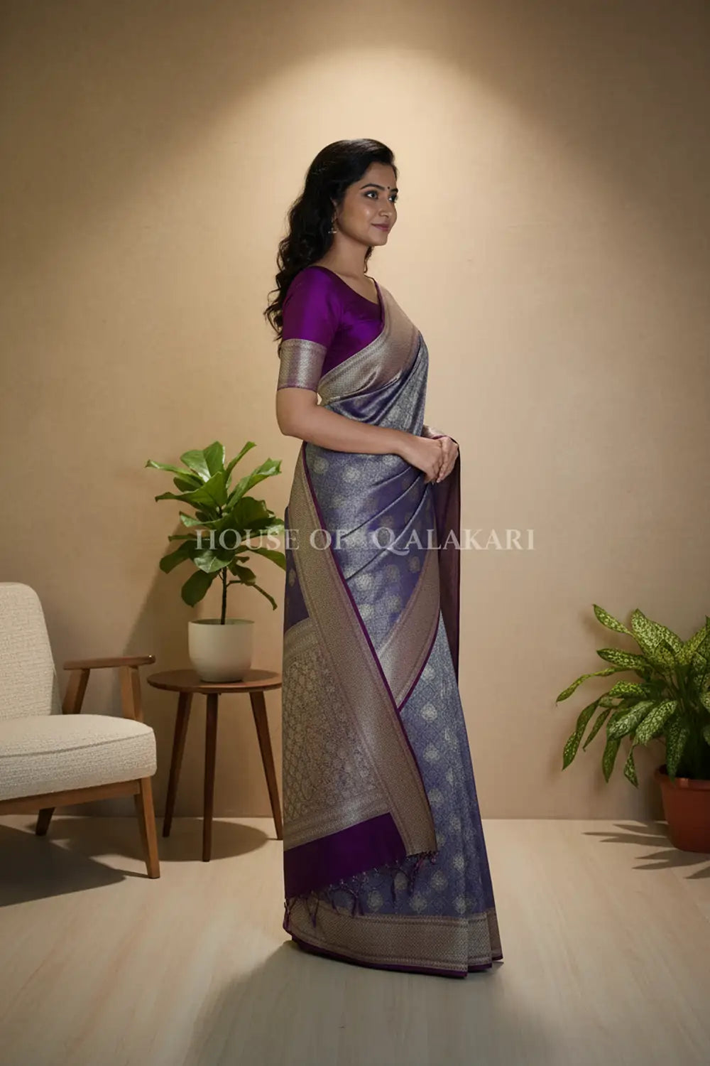 georget silk saree side pose