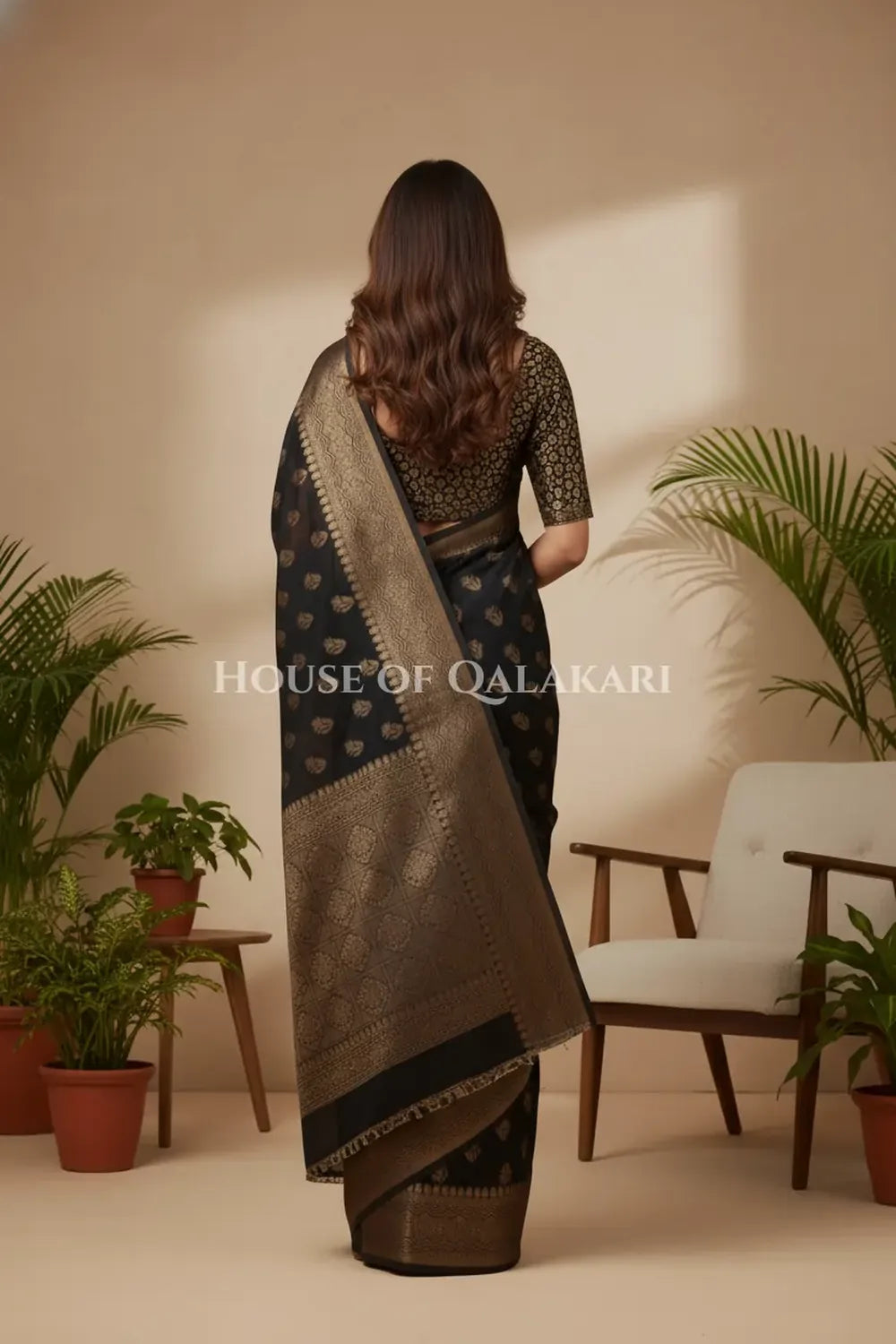 Cotton Saree back pose