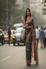 kota cotton kalamkari saree 0451 sitting pose
