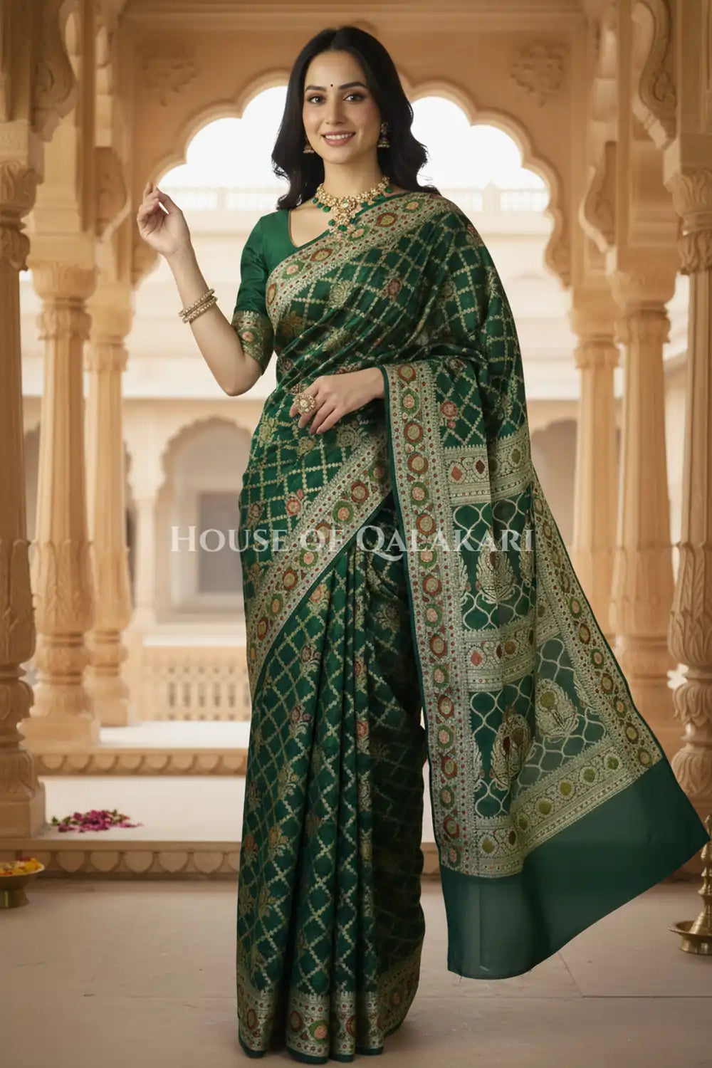 Khaddi Georget Silk Saree Festive Pose