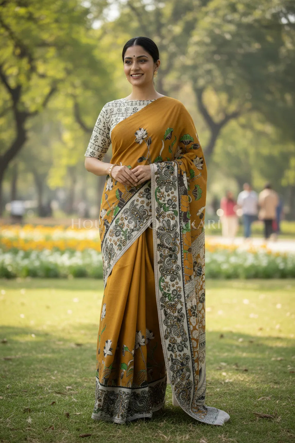 cotton kalamkari saree 0464 back pose