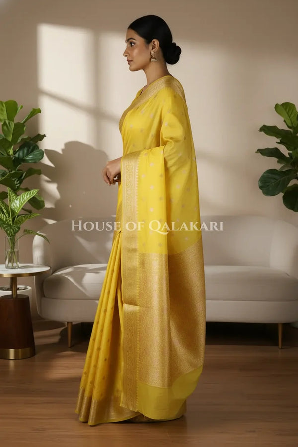 Mushroom silk Saree side pose
