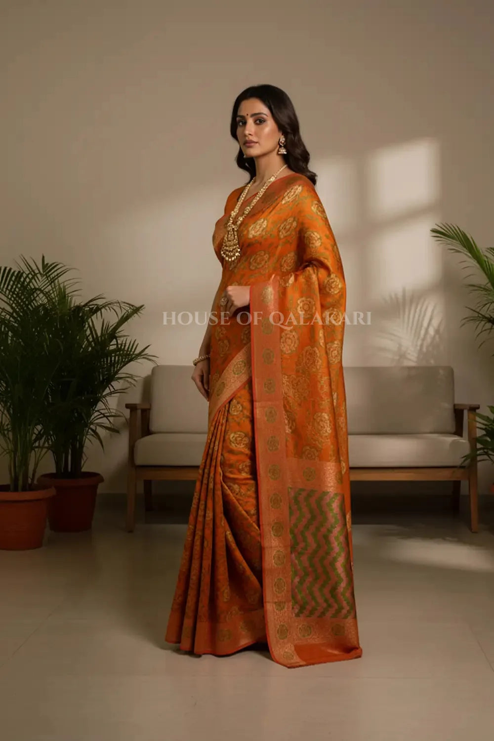 georget silk saree side pose