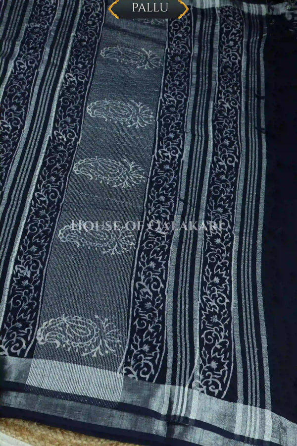 linen cotton saree 494 pallu