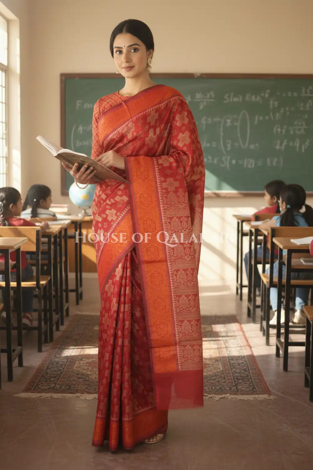 mulmul cotton patola saree office pose
