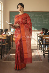 mulmul cotton patola saree office pose