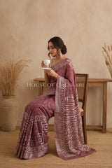 linen cotton saree 483 sitting pose