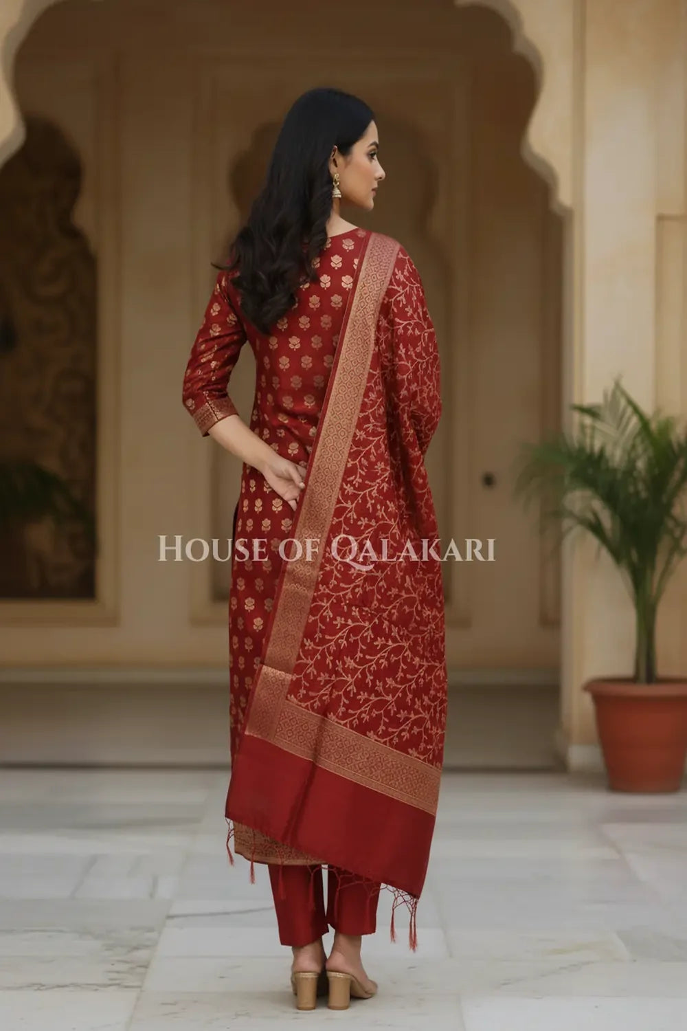 cotton silk blend dress material 0207 back pose 