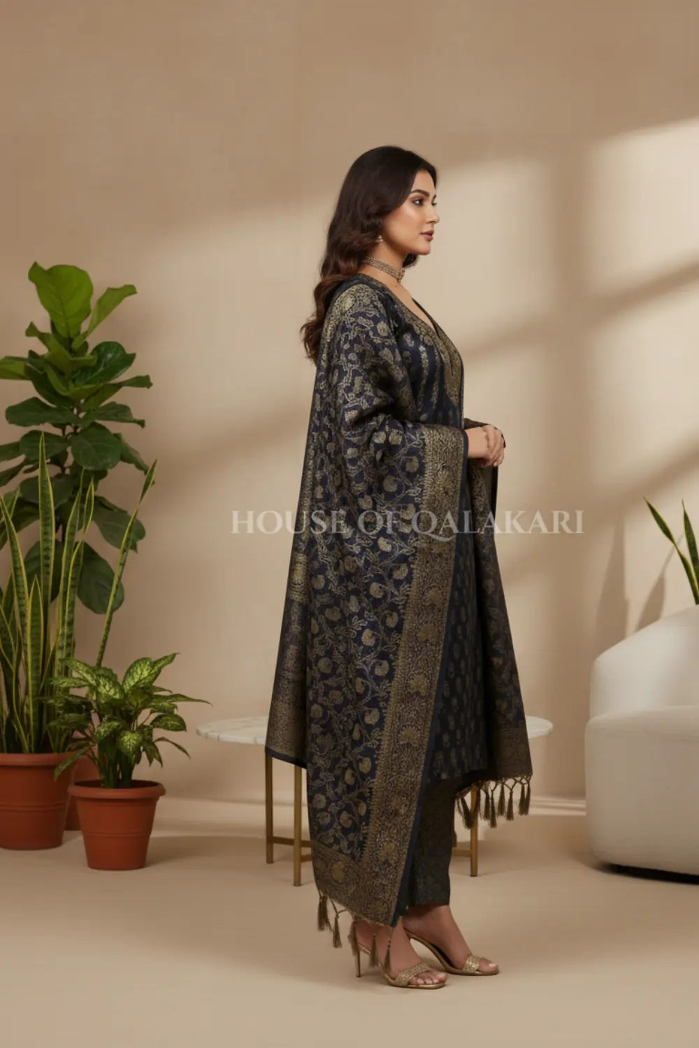 chanderi cotton dress material side pose