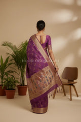 chiniya pure silk saree back pose