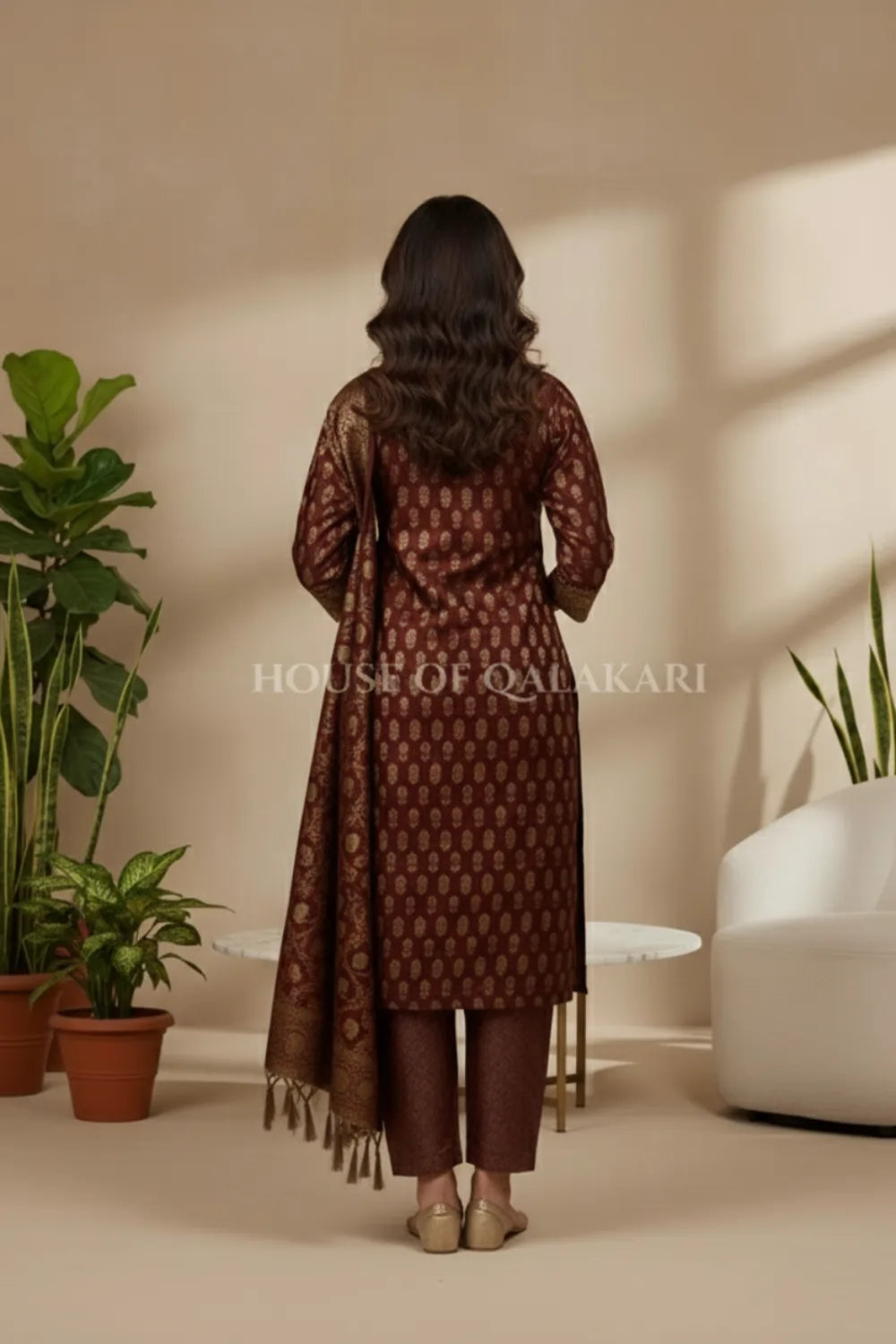 chanderi cotton dress material back pose