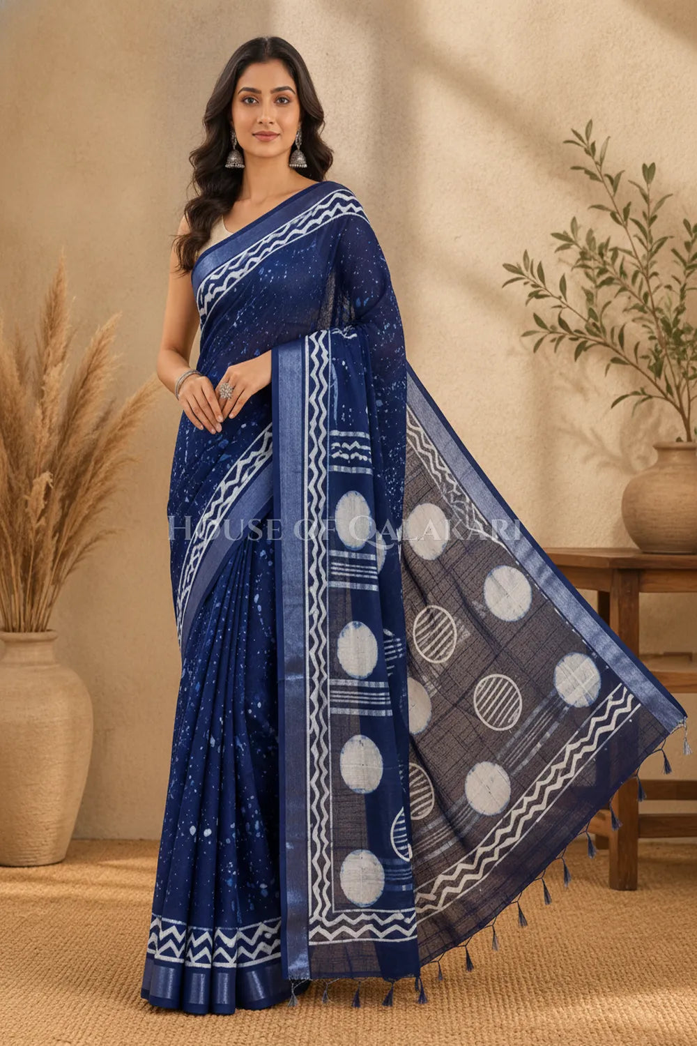 linen cotton saree 484 front pose