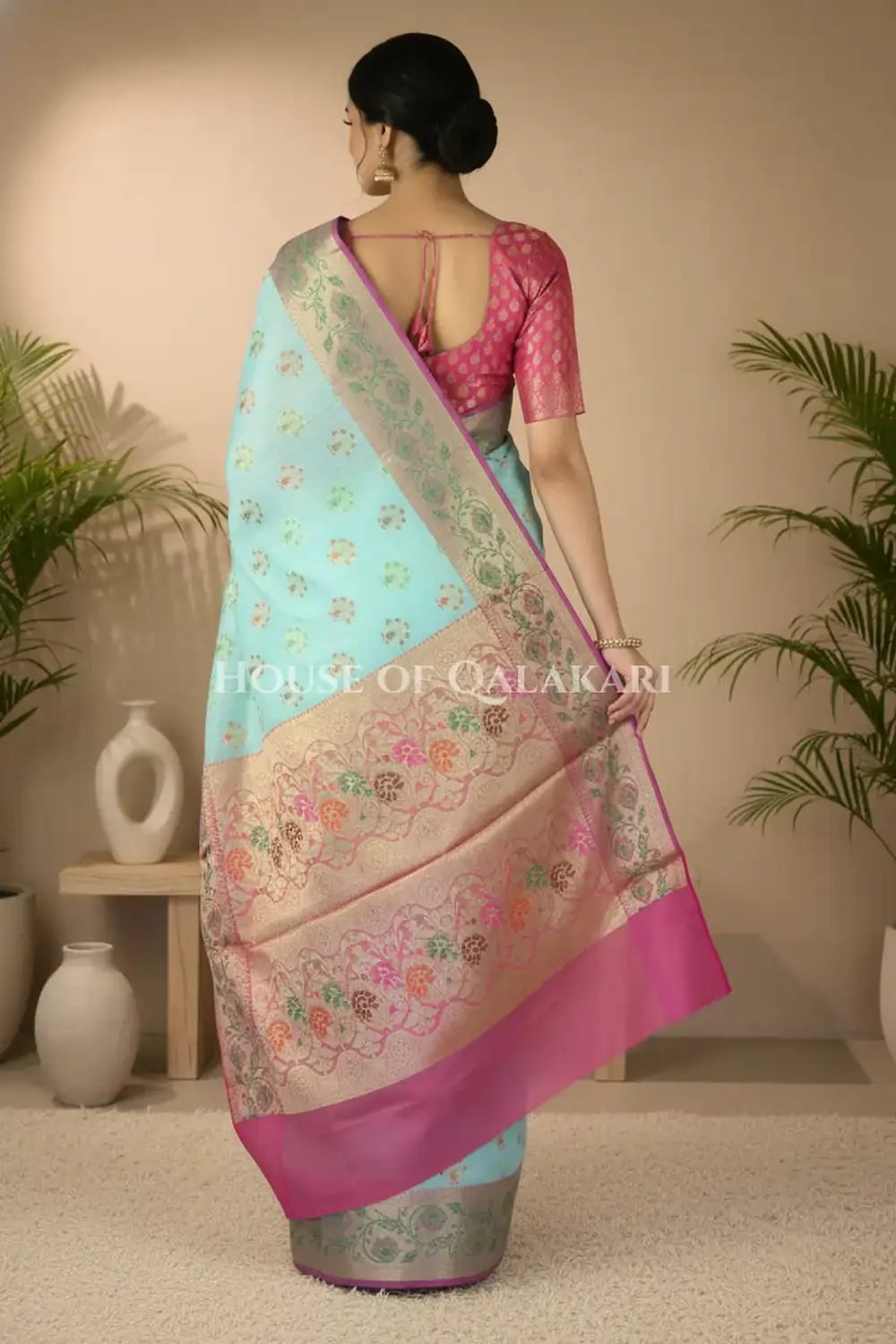 Cotton Saree back pose