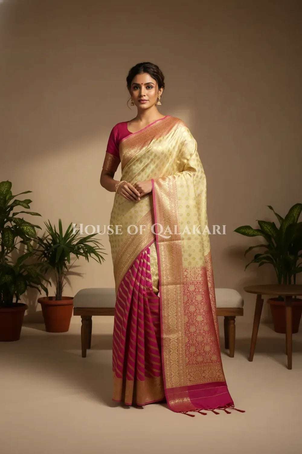 Upadda soft silk Saree front pose