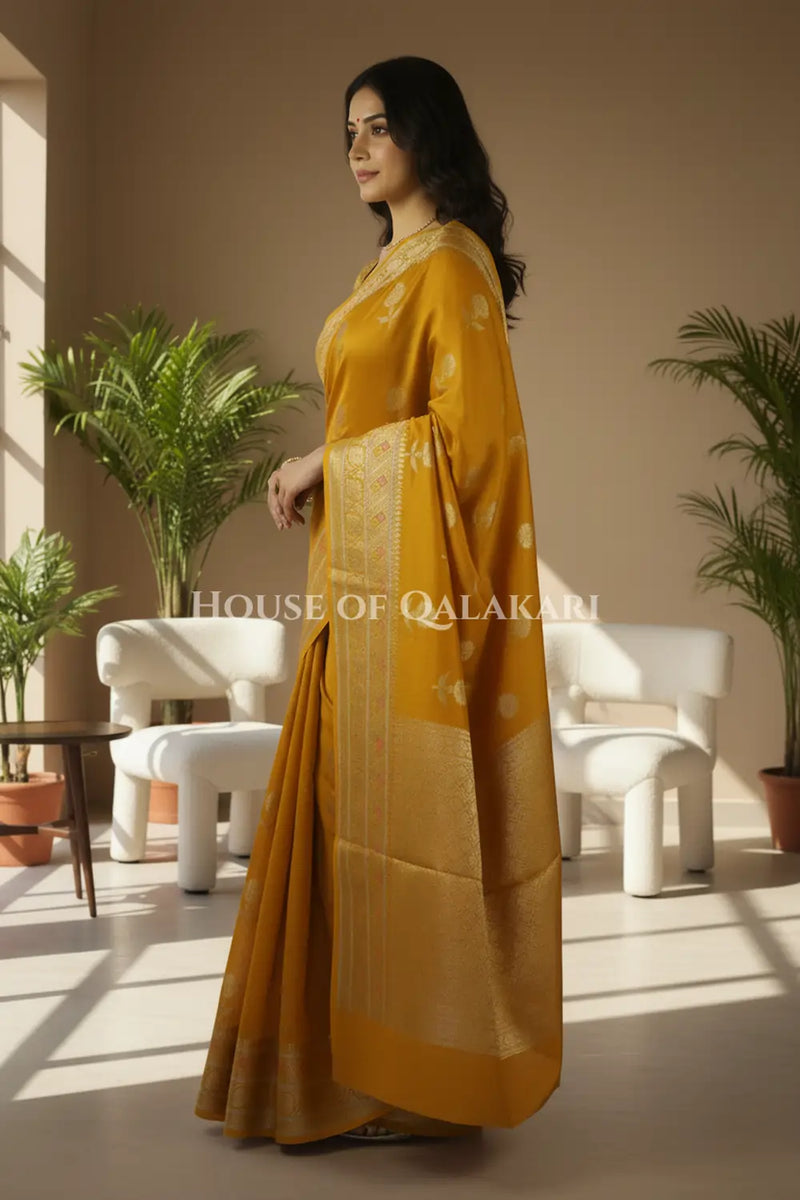 chiniya pure silk saree side pose