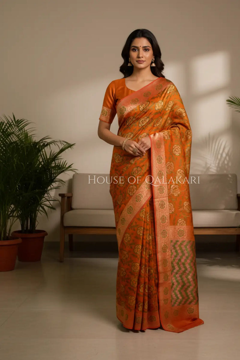 georget silk saree front pose