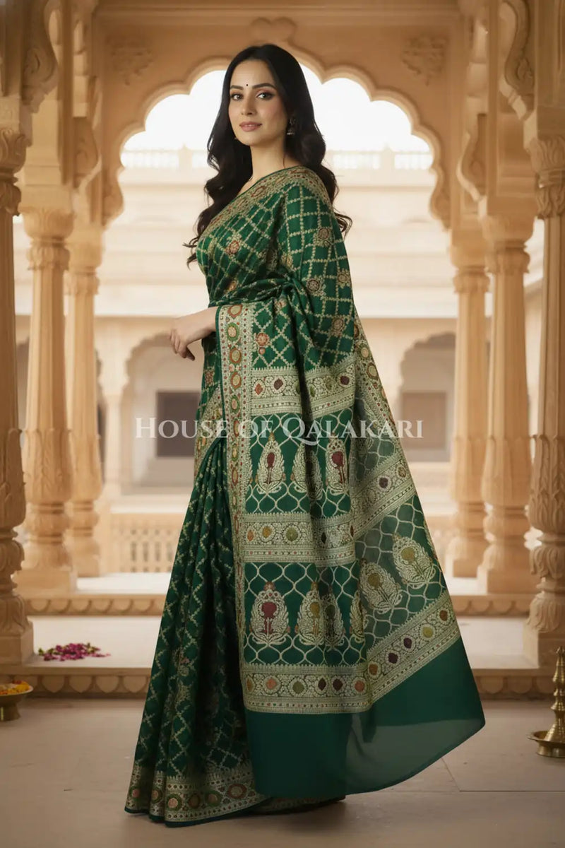 Khaddi Georget Silk Saree Side Pose