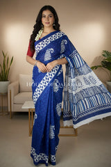 mulmul cotton bagru saree 400 front pose