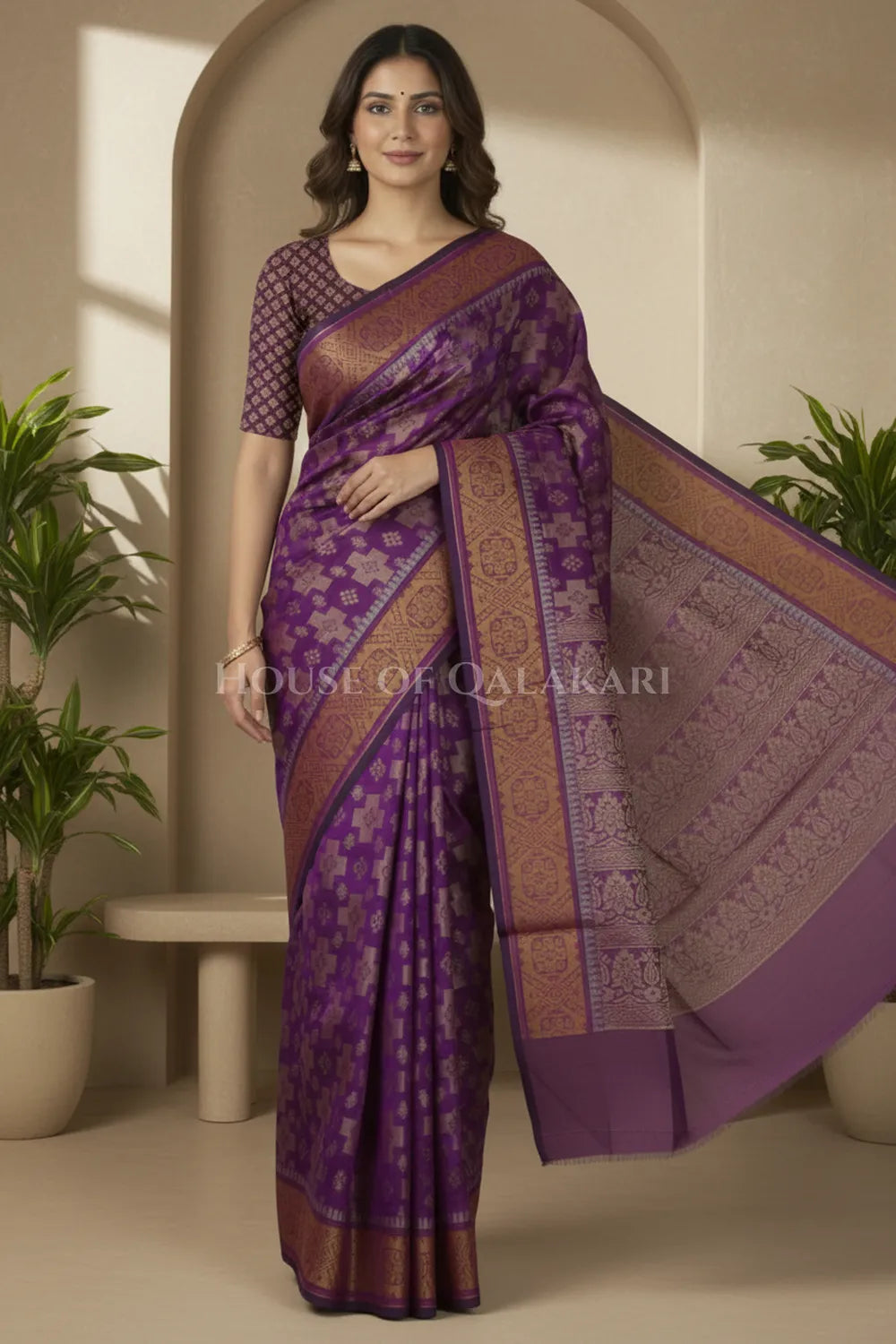 mulmul cotton patola saree 0428 front pose