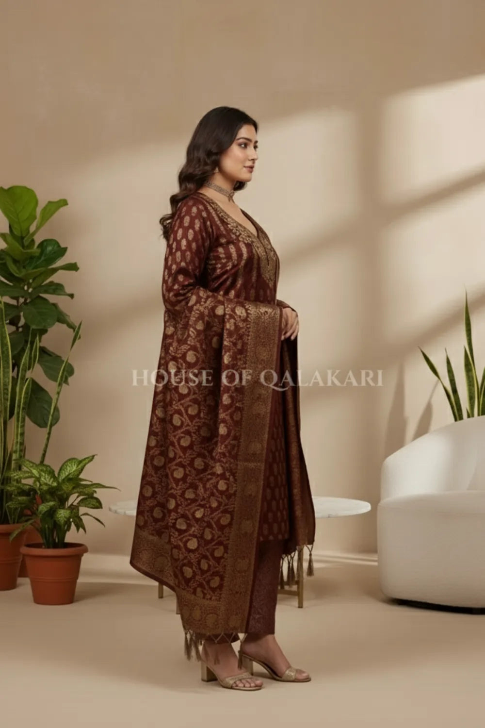 chanderi cotton dress material side pose