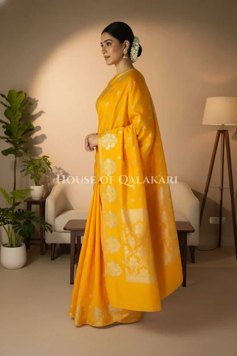 Monga Silk Saree side pose