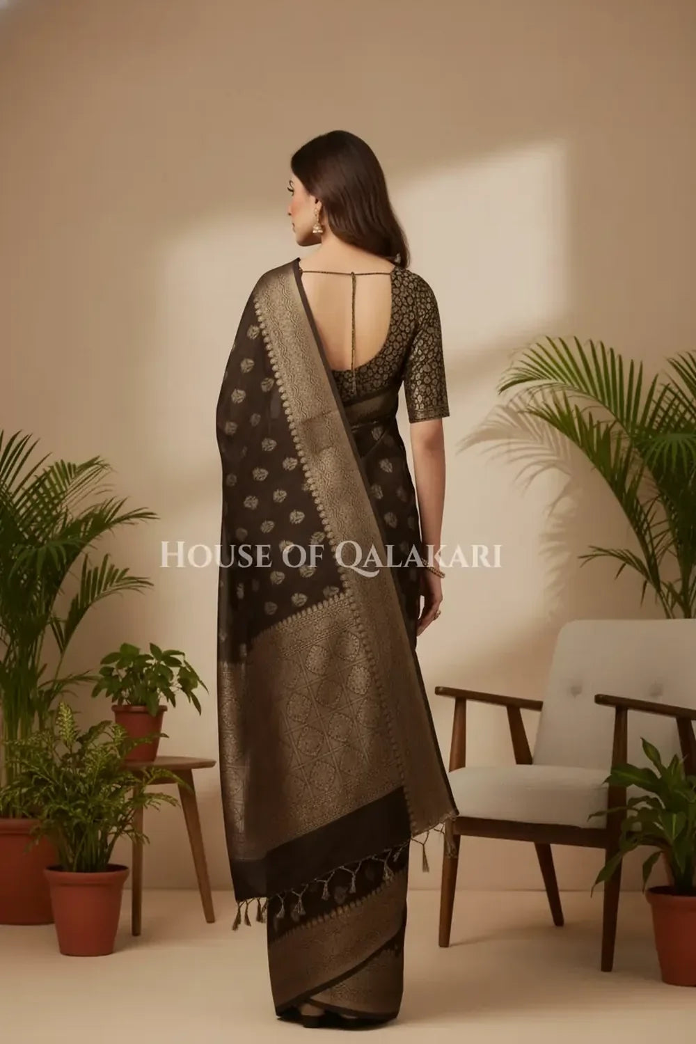 Cotton Saree back pose