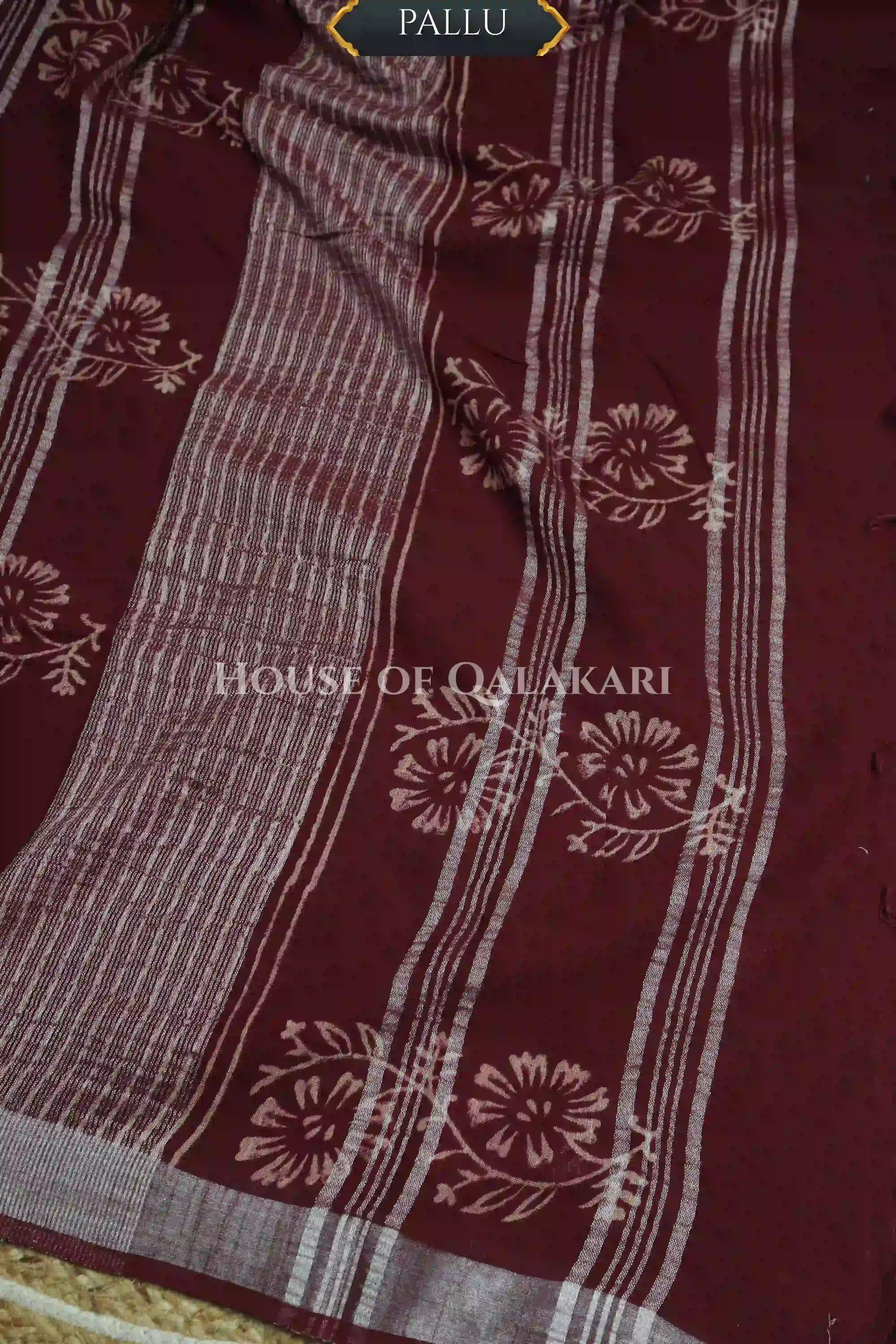 linen cotton saree 490 pallu