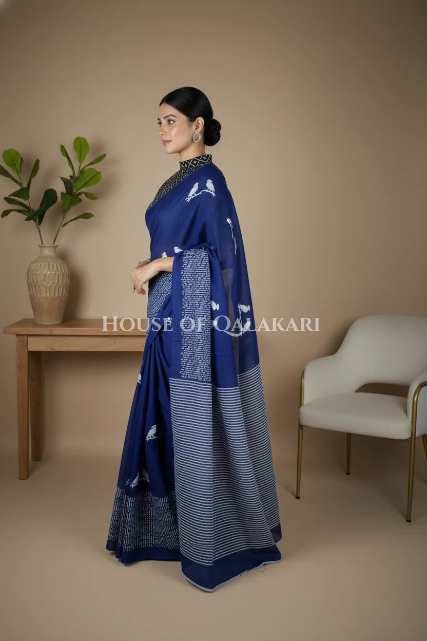 mulmul cotton bagru saree 409 side pose