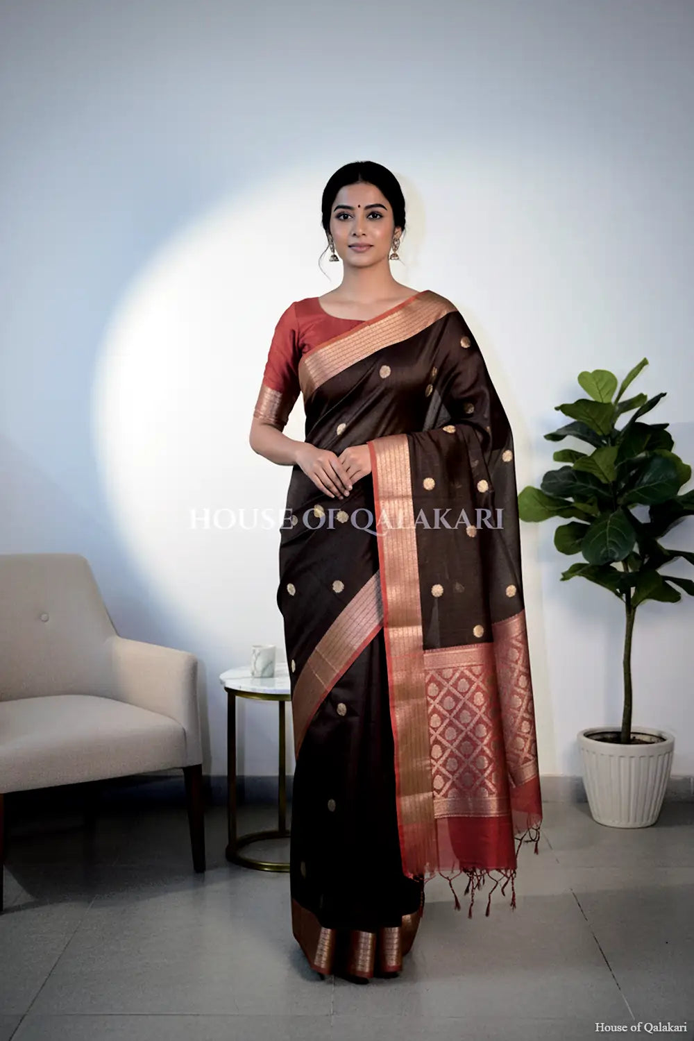 chanderi cotton saree front pose