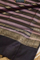 Banarasi Cotton Silk blend Unstitched Dress Material in Black and with gol buti( Polka dots) inspired work – dupatta
