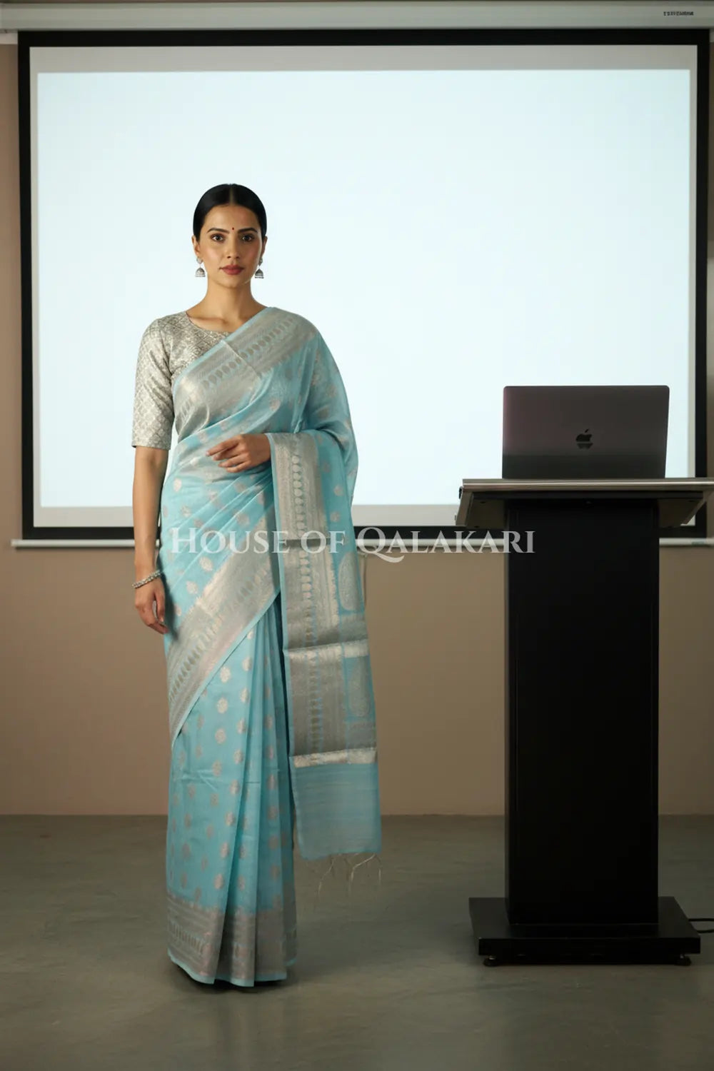 cotton saree office pose