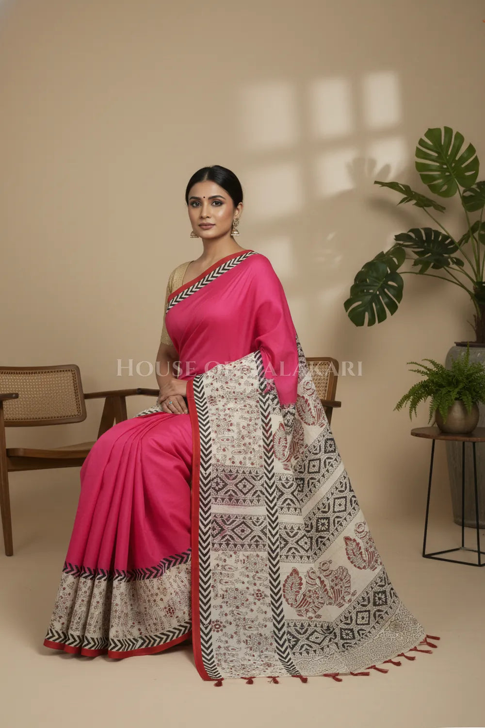 chennuri silk kalamkari saree 0448 office pose