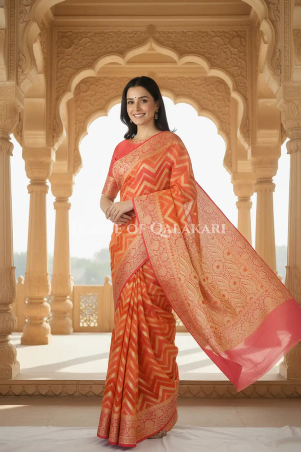 Khaddi Georget Silk Saree Festive Pose