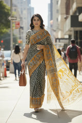 cotton kalamkari saree 0454 outdoor pose