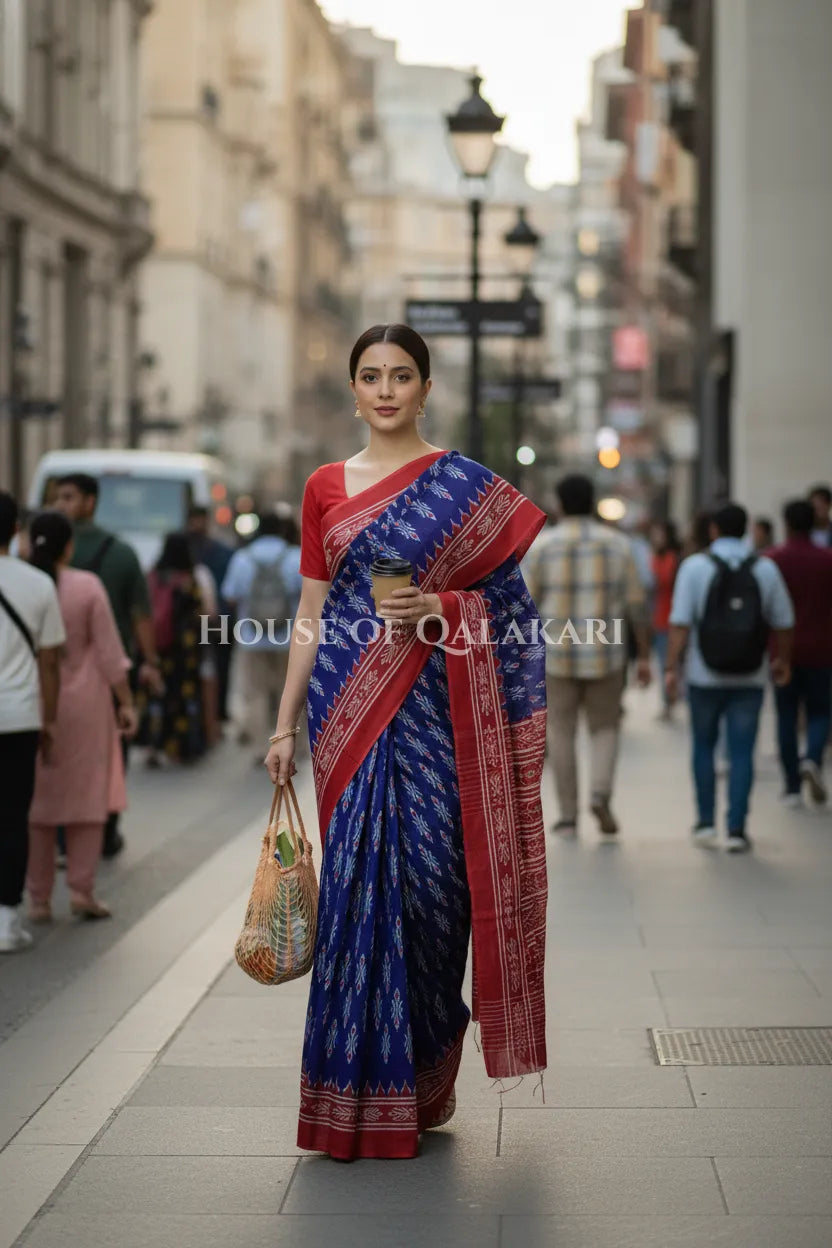 mulmul cotton bagru saree 411 outdoor pose