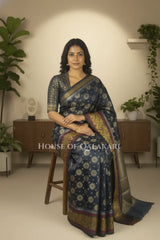Mulmul cotton patola Saree sitting pose