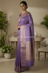 Mushroom silk Saree side pose