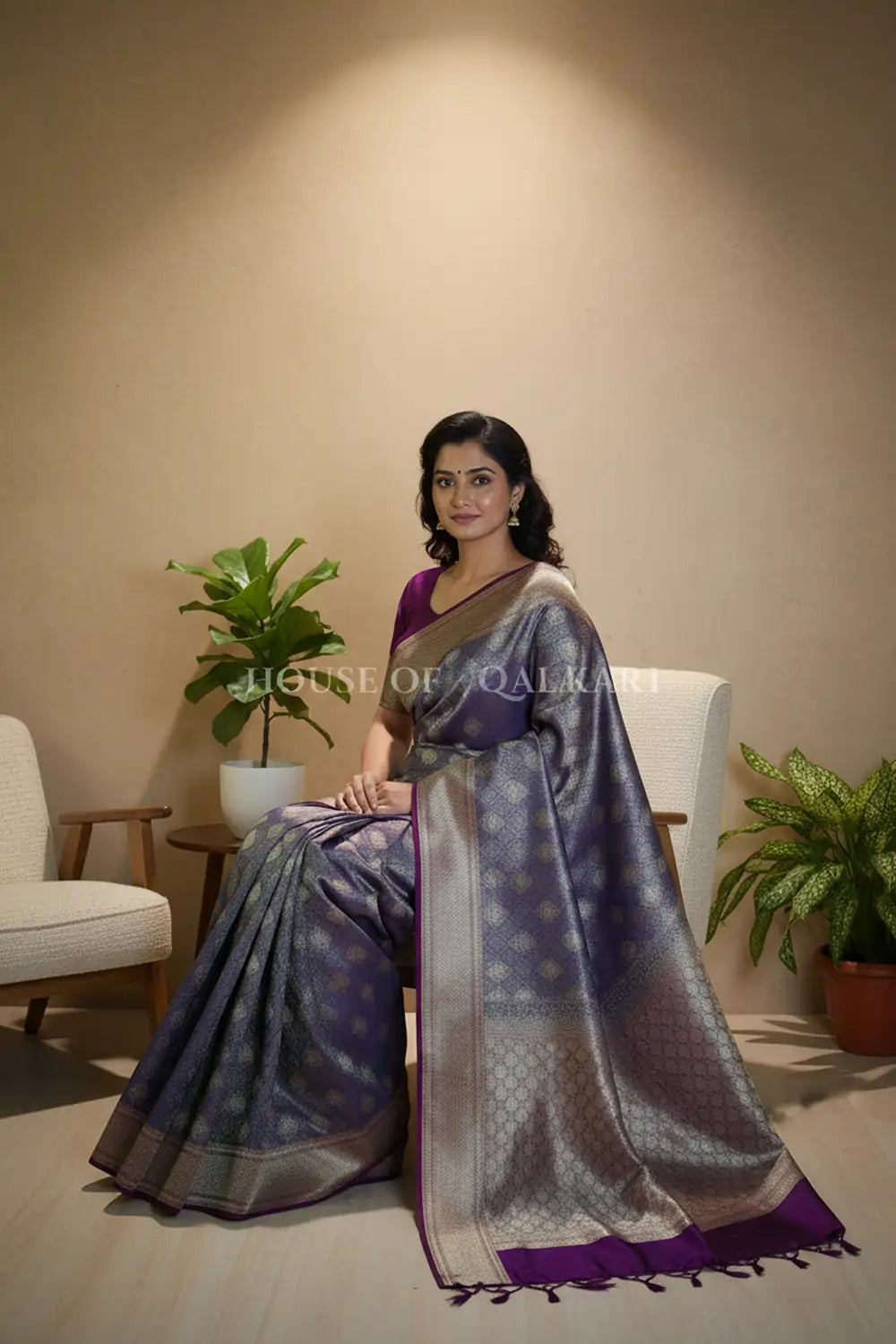 georget silk saree sitting pose