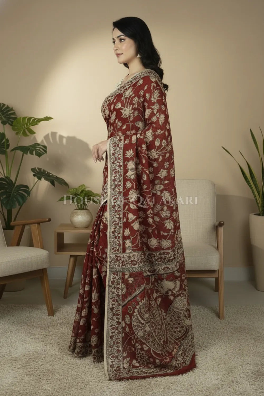 cotton kalamkari saree 0456 side pose