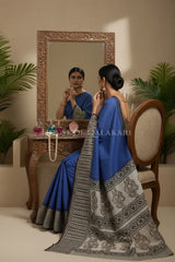 chennuri silk kalamkari saree 0445 getting ready pose