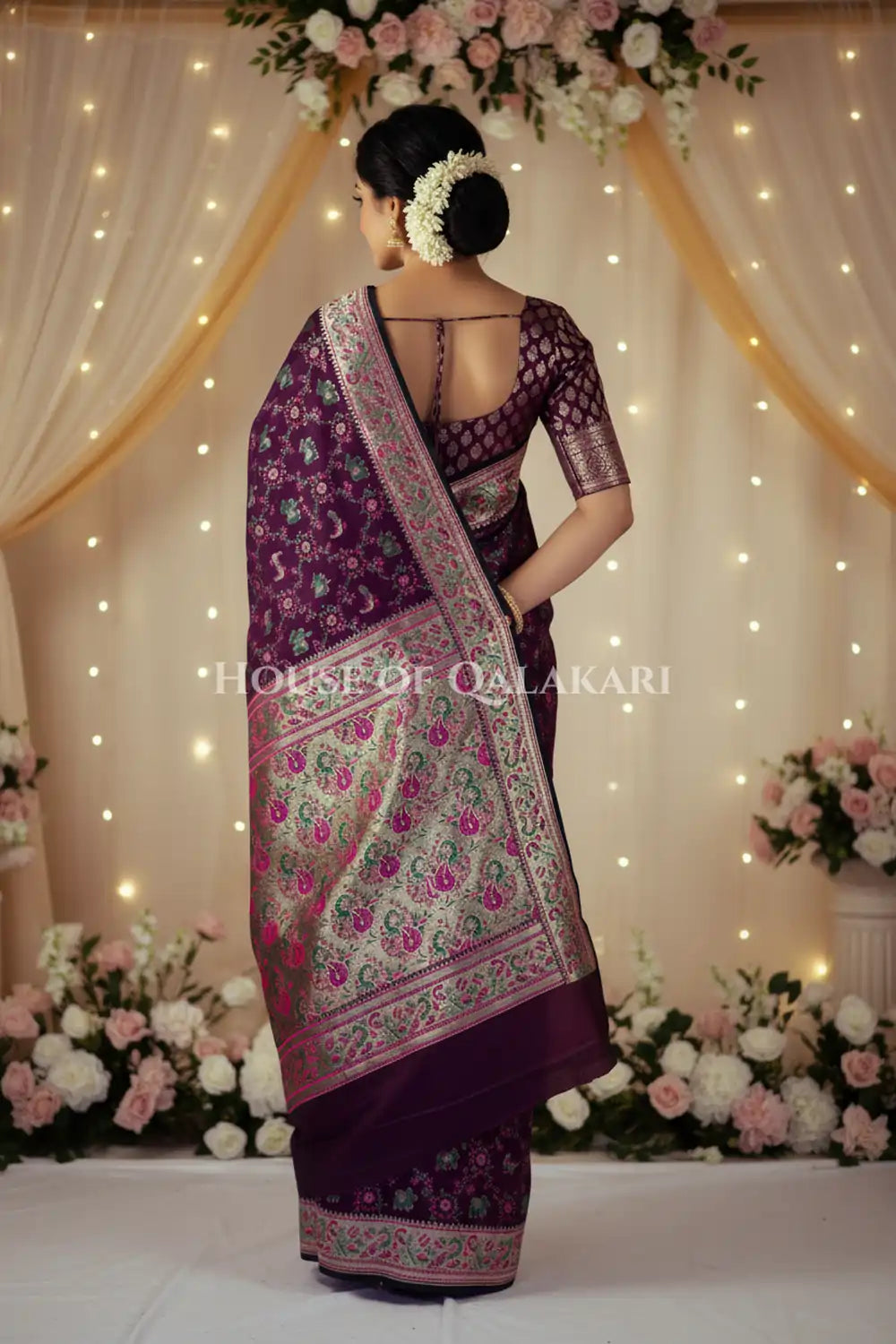 Satan Silk Saree back pose