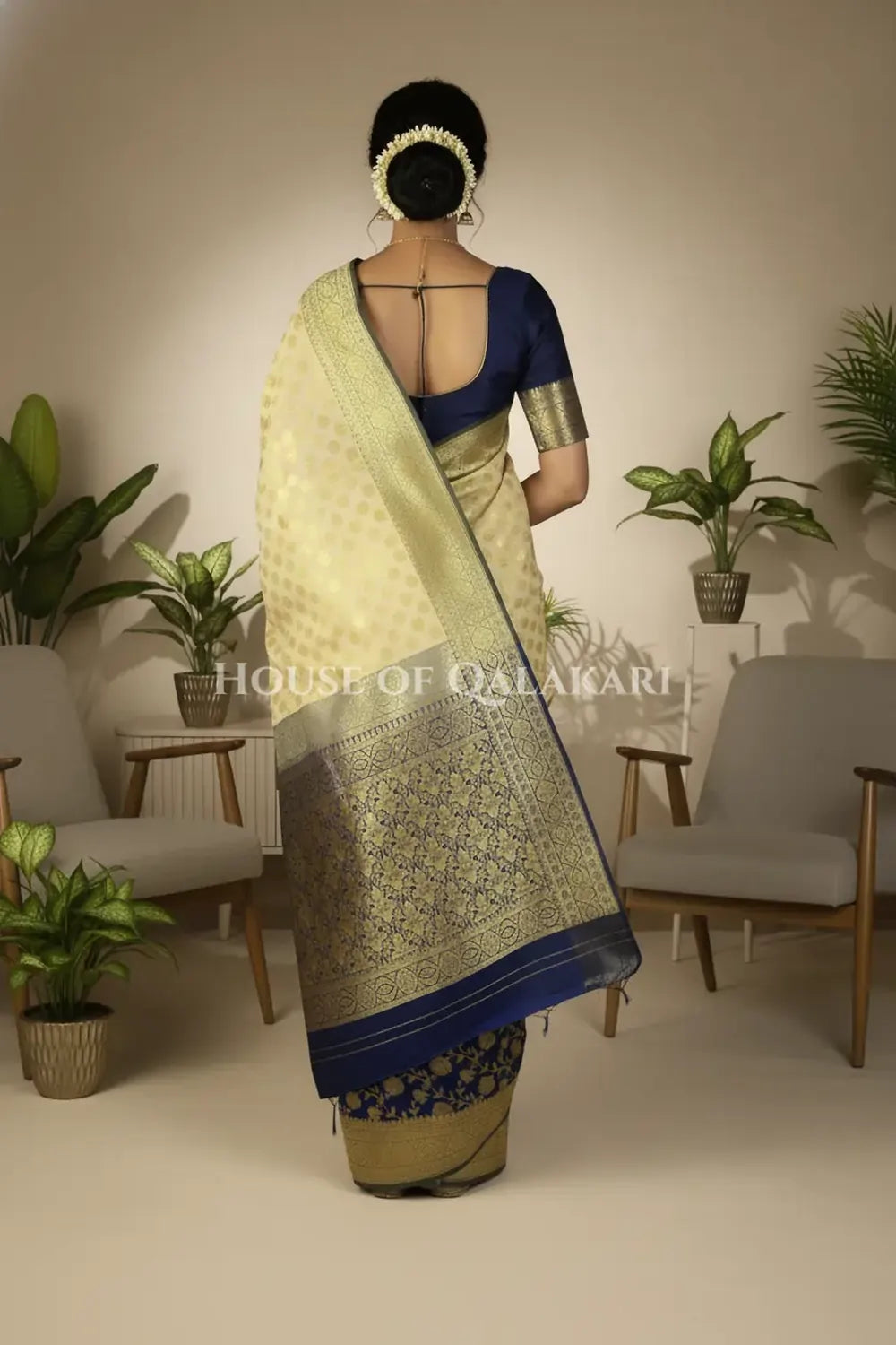 Upadda soft silk Saree back pose