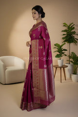 chiniya pure silk saree side pose